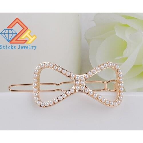 Noble Women Crystal Pearl Flower Hairpins Hair Clip Heart Bow Leaf Peacock Barrette Hair Band Accessories