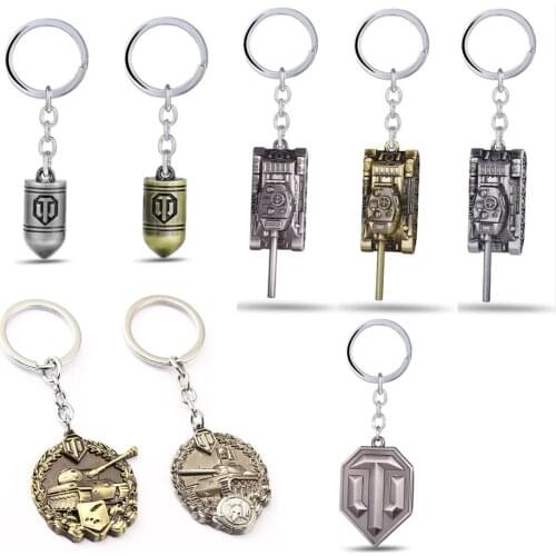 HSIC Game Jewelry World of Tanks Keychain WOT Metal Bullet Tank Badge Key Ring Pendant Car Bag Chaveiro Men Jewelry llaveros