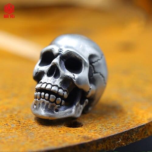 White Copper Knife Bead 1PCS Chin Movable Skull EDC Paracord Car Rope Bead Accessories