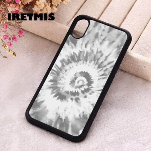 Iretmis 5 5S SE 2020 Phone Cover Cases for iPhone 6 6S 7 8 Plus X Xs Max XR 11 12 MINI Pro Rubber Silicone Grey Tie Dye