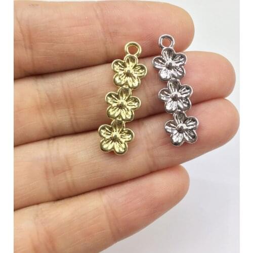 Eruifa 20pcs 8*24*mm New arrival Flowers Zinc Alloy Rectangle Coin necklace,earring bracelet jewelry DIY handmade 2 colors