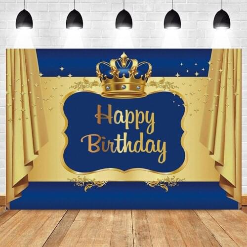 Yeele Photophone Birthday Backdrop Golden Crown Cartain Baby Shower Customized Banner Photo Background For Photo Studio Props