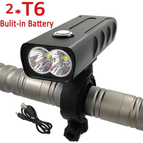 USB Rechargeable Bike Light 2500LM XML T6 LED Bicycle Light 18650 Built-in Battery Front Cycling Flashlight For outdoor night