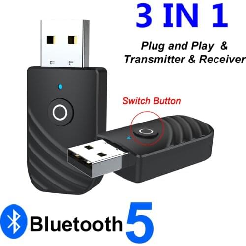 KEBIDU USB Bluetooth 5.0 Adapter 3.5mm AUX Bluetooth Audio Receiver Transmitter Wireless Dongle Adapter For Car TV Speaker