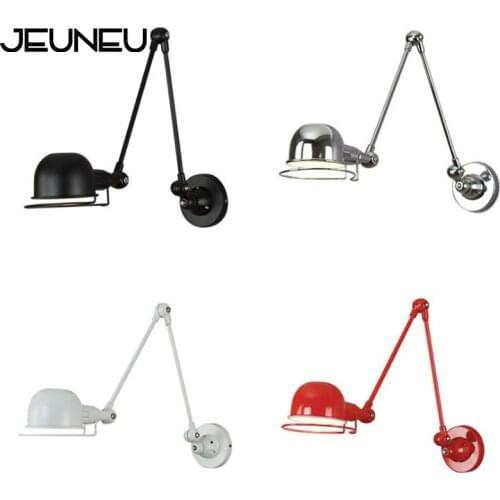Classic Nordic Loft Industrial Vintage Style Wall Lamp E14 LED Iron Adjustable Long Pole Wall Lights for Living Room Bedroom