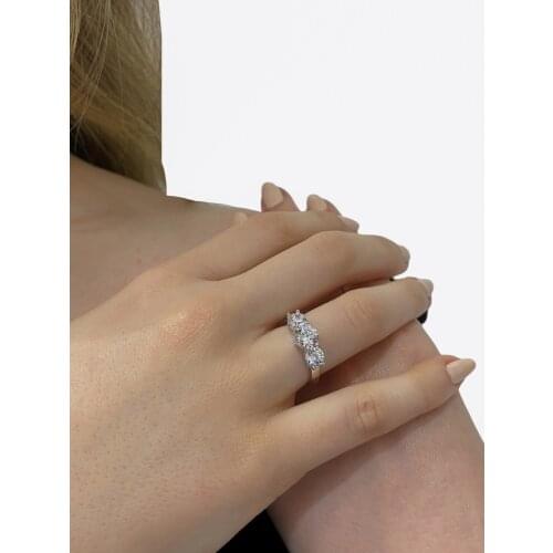 Certified Swarovski Tria 3 Three Stone 925 Silver Ring