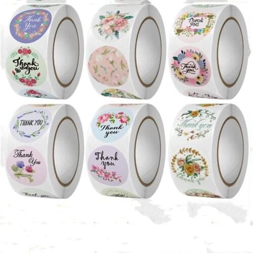 500pcs Multi Style Beautiful Flower Thank You Black Seal Labels Pink Wedding Party Favors Envelope Supplies Stationery Stickers