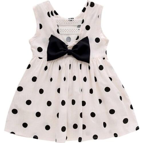 Summer Girls Dresses Bowknot Kids Elegant Dress Chiffon Polka Dot Dress Cute Sundress Size 2 3 4 5 6 7 8 Little Girls Clothing