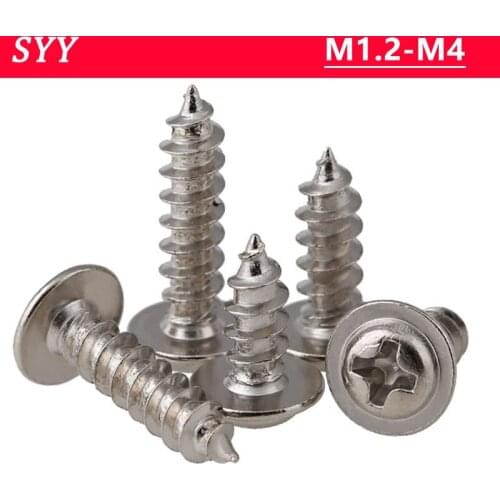 M1.2 M1.4 M1.7 M2M2.3M2.6M3M4 PWA Nickel Plated Cross Round Head Self Tapping Screw with Pad Pan Head Tapping Screws with Washer