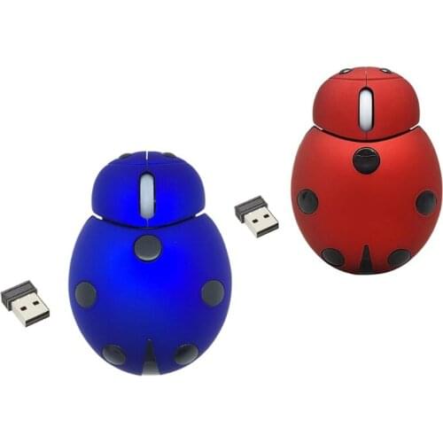 Mini Cute Wireless Mouse Portable Ladybug Cartoon Mouse for Home Office Computer Notebook wholesales