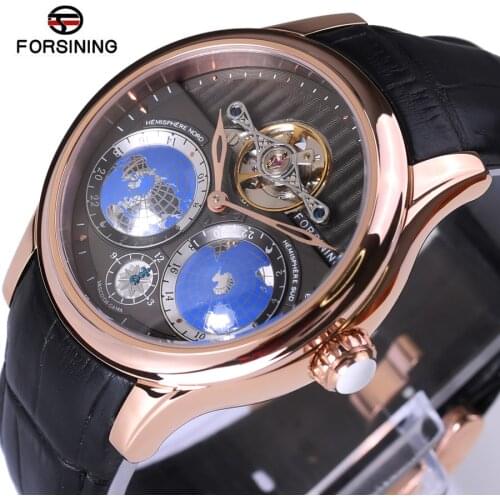 Mens Watches Top Brand Luxury Fashion Automatic Watch Forsining 2018 Earth Real Tourbillion Multi-dimensional Designer Watch Men
