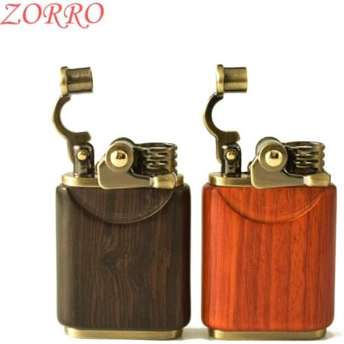 New Zorro Kerosene lighter personality creative wooden shell rocker ignition Machine.Cigarette lighter.Smoke Gift