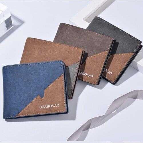 New mens short wallet three fold horizontal youth wallet stitching retro zipper wallet wholesale