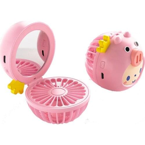 Handheld mini fan USB charging folding portable student outdoor small fan keychain small fan with mirror air cooler ventilator
