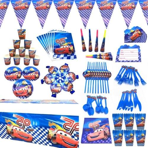 Disney Cars Birthday Party Supplies Decorate Kids Boy Car Birthday Balloons Banner Cup Plates Cake Toppers Baby Shower Party Set