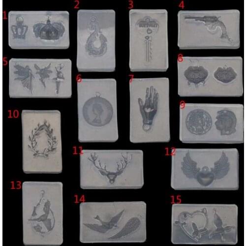 Deer Lock Key Crown Coin Heart Bird Pendant Resin Silicone Molds Jewelry Tools