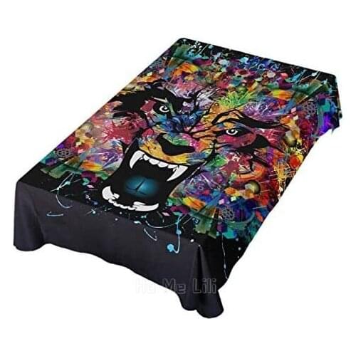 Angry Wolf Tablecloth Anti Wrinkle Table Covers Restaurant Kitchen Party