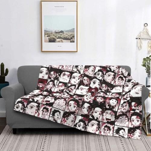Tanjiro Demon Slayer Kimetsu No Yaiba Blanket Flannel Winter Anime Soft Throw Blanket for Home Couch Bedding Throws