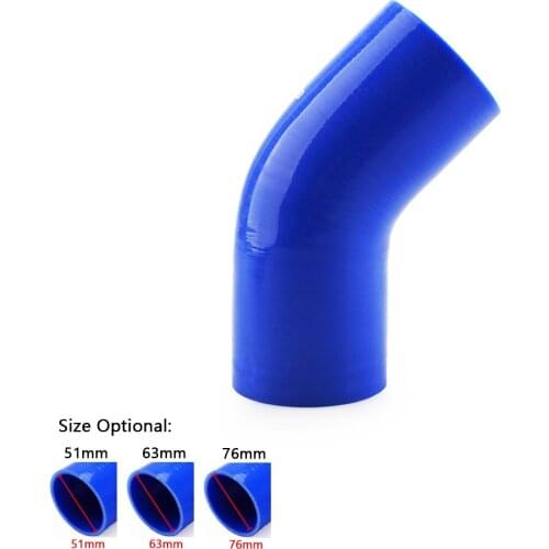 CNSPEED Universal 2.0" 2.5" 3" /51mm 63mm 76mm 45 Degree Elbow Silicone Hose Couple Hose For GOLF MK3 Ford focus mk1