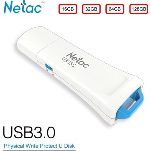 Netac USB Flash Disk 16GB 32G 64GB 128GB USB3.0 Physical Write Protect Switcher Hardware Locked Thumb Drive Disk On Key Pendrive