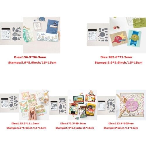 Cutting Dies match Clear Stamps Bloom Lace Corner Twig Cap Banner Tiger Mixed Element for DIY Scrapbooking Craft Cards New #1