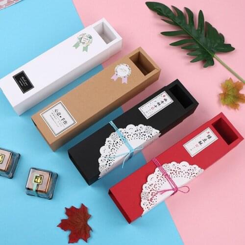 High Quality Long Drawers Kraft Cartons Mooncake Cake West Point Box Cookie Cookie Macarons Nougat Box 10pcs/lot