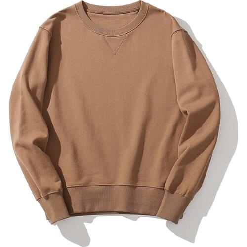 Loose Casual Vintage Hoodies for Men Twill Cuffs Long-sleeved Round neck Pullover Sweatshirts Original Embryo Color Hoodie 2021