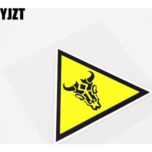 YJZT 10.2CM*8.7CM Personality Yellow PVC Warning Mark Cattle Car Sticker Decal 13-0966