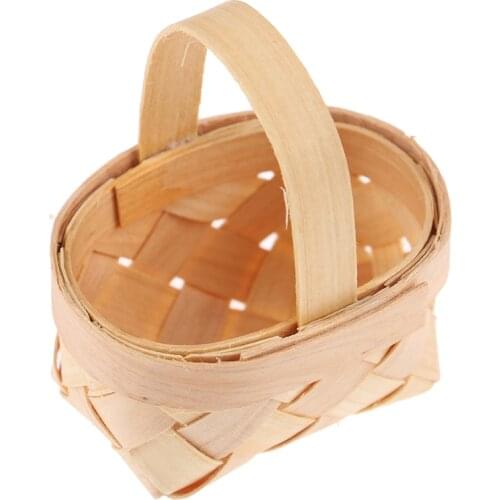 1PC Mini 1/12 Cute Dollhouse Rattan Frame Hand-woven Vegetable Food Basket Dolls Miniature Decoration
