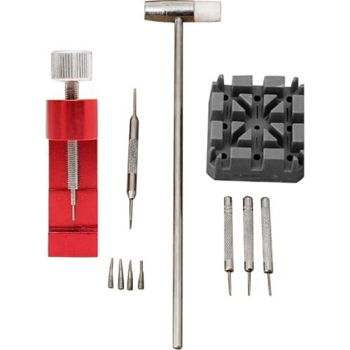 11Pcs/Set Watch Repair Link Remover Tool Hammer Pins Strap Holder Bracelet Chain Adjuster Repair Tool Kit for Men/Women Watch