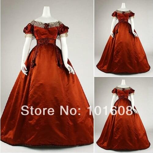 1860S Victorian Corset Gothic/Civil War Southern Belle Ball Gown Dress Halloween dresses US 4-16 V-1414