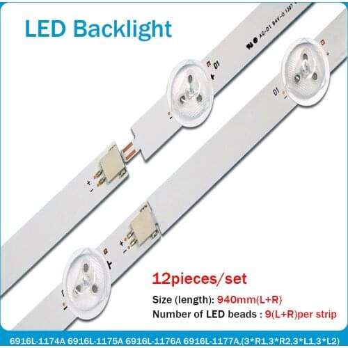 2set=24 Pieces/lot new 47"LED strip 6916L-1174A 6916L-1175A 6916L-1176A 6916L-1177A,(3*R1,3*R2,3*L1,3*L2)