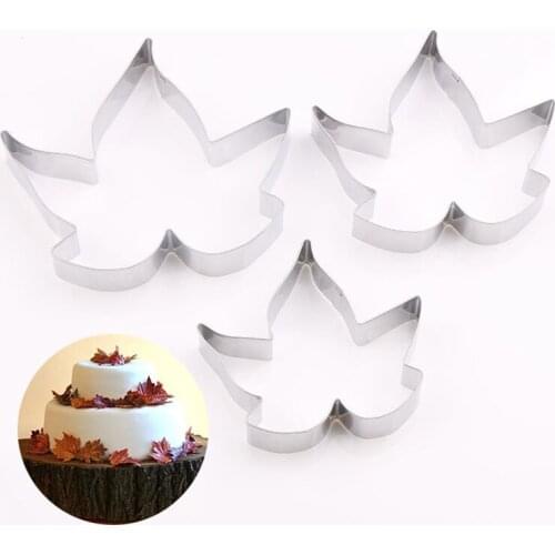 3pcs Maple Leaf Shape Cookie Cutter Stainless Steel Fondant Sugarcraft Candy Cupcake Biscuit Molds Baking Cake Decorating Tools