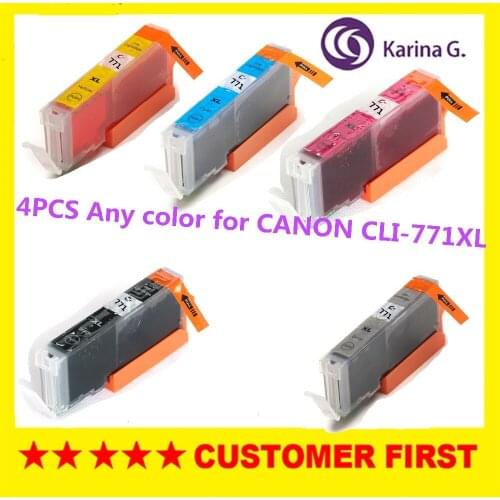 4PCS Any color For CANON CLI771 CLI-771 compatible ink cartridge full ink for canon PIXMA MG5770/MG6870/MG7770