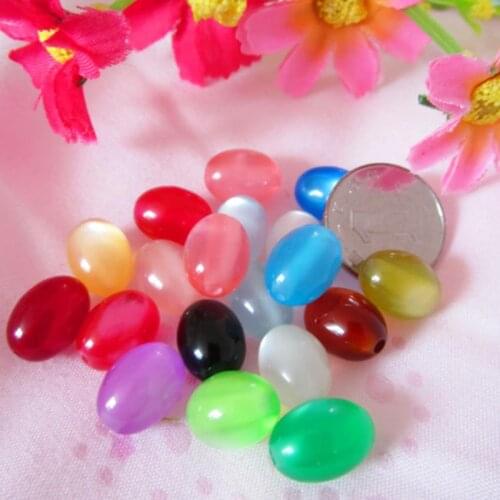 6*8mm Mixed Cats Eye Oval Resin Ball Beads Perforated For Fashion Jewelry Accessory Bracelet Department Spacer Necklace Making