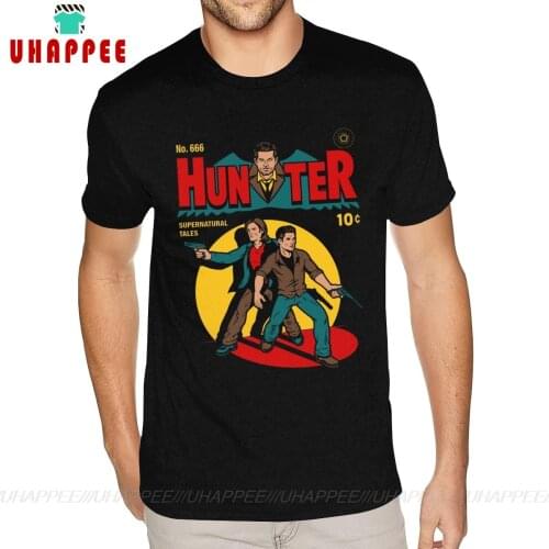 White Hunter Comic Supernatural T-Shirts Mens XXXL Short Sleeves Soft Cotton Black Crew Tees Shirt