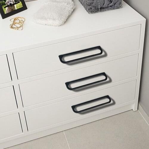 Black Handle Single Ring Pull Alloy Knob Modern Style Simple 32/160mm Cupboard Shoe Cabinet Drawer Door Bathroom Kitchen