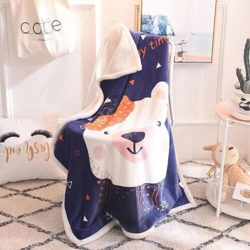 Double thickening cartoon lamb velvet velvet AB version childrens blanket baby blanket nursery nap