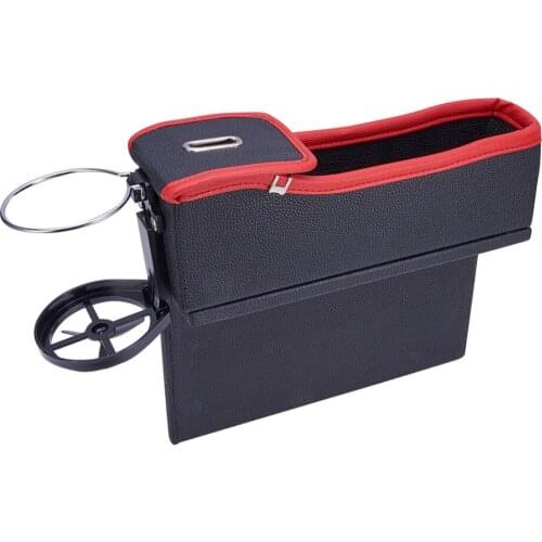 Functional Drink Holder Car Storage Box Coin Organizer PU Leather Car Seat Gap Boxes Key Coin Collector Cup Holders