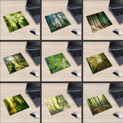 XGZ Laptop Tree Square Mouse Pad Sun Shine Green Original Ecological Forest PC Mat Travel Vacation Rubber Non-slip Universal