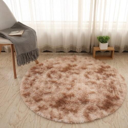 Long Hair Round Carpet Nordic Tie-dye Gradient Color Rug Faux Fur Mat Shaggy Soft Fluffy Rugs For Living Room Kids Bedroom Decor