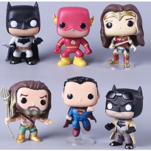 POP Justice League Super hero Wonder Woman Aquaman The Flash Superman Batman Model Figure Collection Model Toys Free shipping