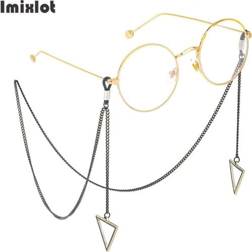 Fashion Pendant Eyeglass Chains Black Metal Sunglasses Cords Star Heart Flower Triangular Eyewear Holder Chain Lanyard Necklace