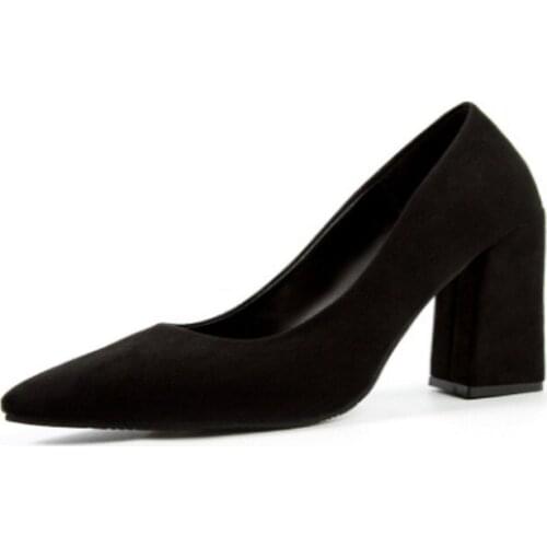 Spring new thick-heeled shoes Korean casual ladies high heels wild professional pointed womens shoes