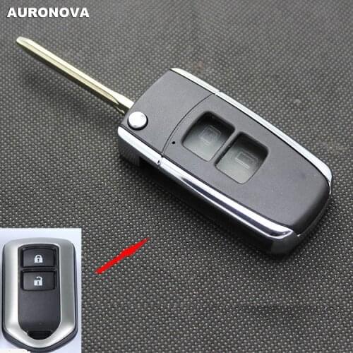 AURONOVA New Upgrade Folding Key Shell for Toyota Yaris Highlander 2 Buttons Modified Remote Car Key Case