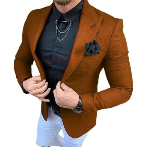 Orange Jacket+White Pant Party Prom Slim Fit Wedding Men Suits Tuxedo Costume Homme Groom Terno Masculino Blazer 2 Pcs