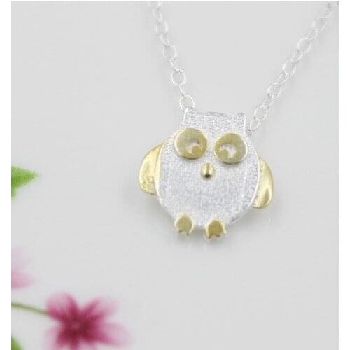 925 sterling silver owl necklaces pendant fashion sterling-silver-jewelry statement necklace for Women Kolye