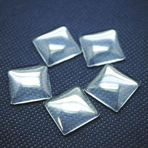 Socharming Transparent Glass Cabochon Clear Crystal Jewelry Fittings Square shapes Size: 15mm 20mm