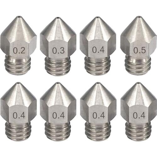 0.2Mm 0.m 0.4Mm 0.5Mm 0.6Mm 0.8Mm 1.0Mm Stainless Steel 3D Printer Nozzle for 1.75Mm Filament MK8 Extruder