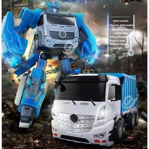 Smart electric RC kids toy TT676 2.4G large voice contol one key deformation intelligence transform RC robot truck model toy